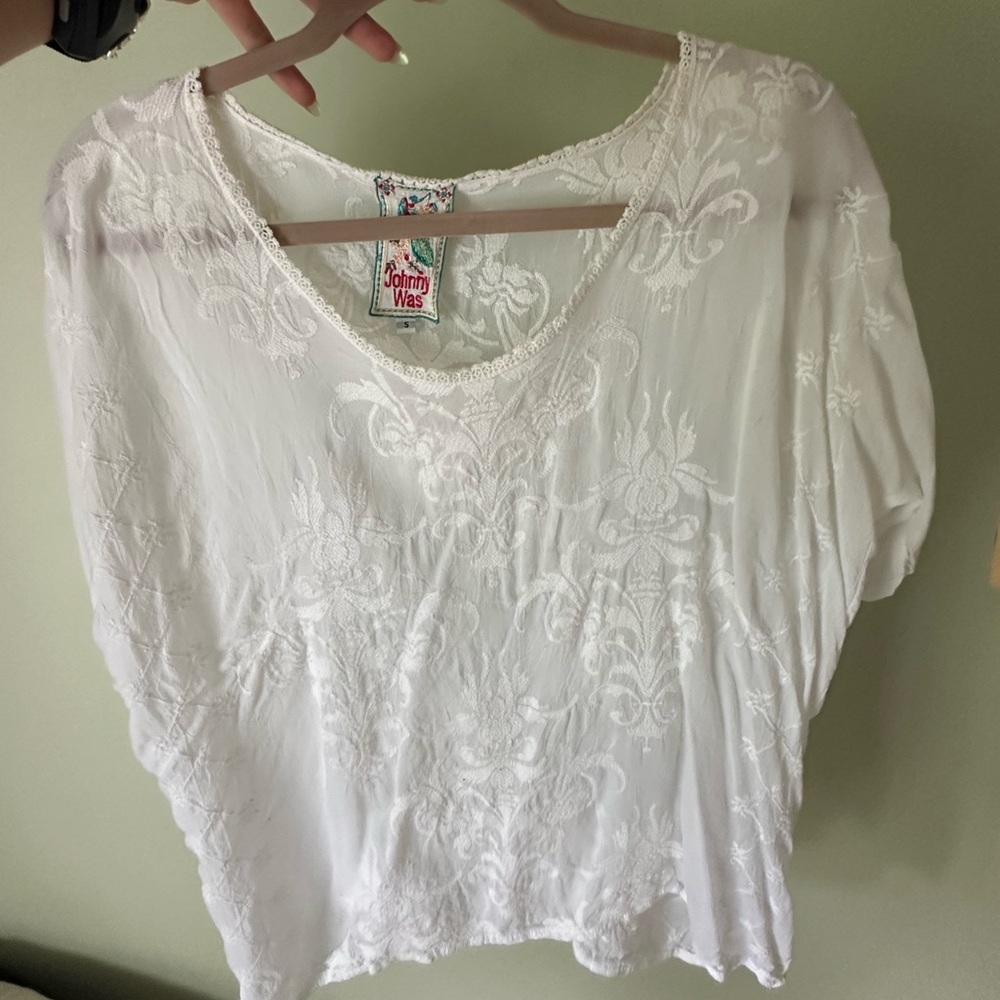 Johnny Was White Embroidered Women's Top